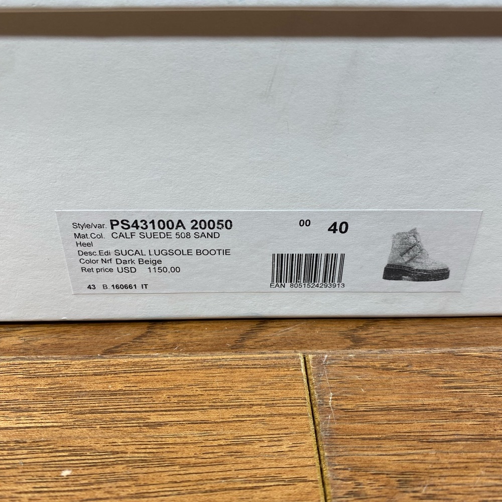 NIB Proenza Schouler Beige Calf Suede Buckle Ankle Boots Sucal Lug Soles $1150 - Picture 9 of 13